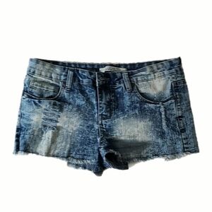 Distressed Blue Denim Shorts